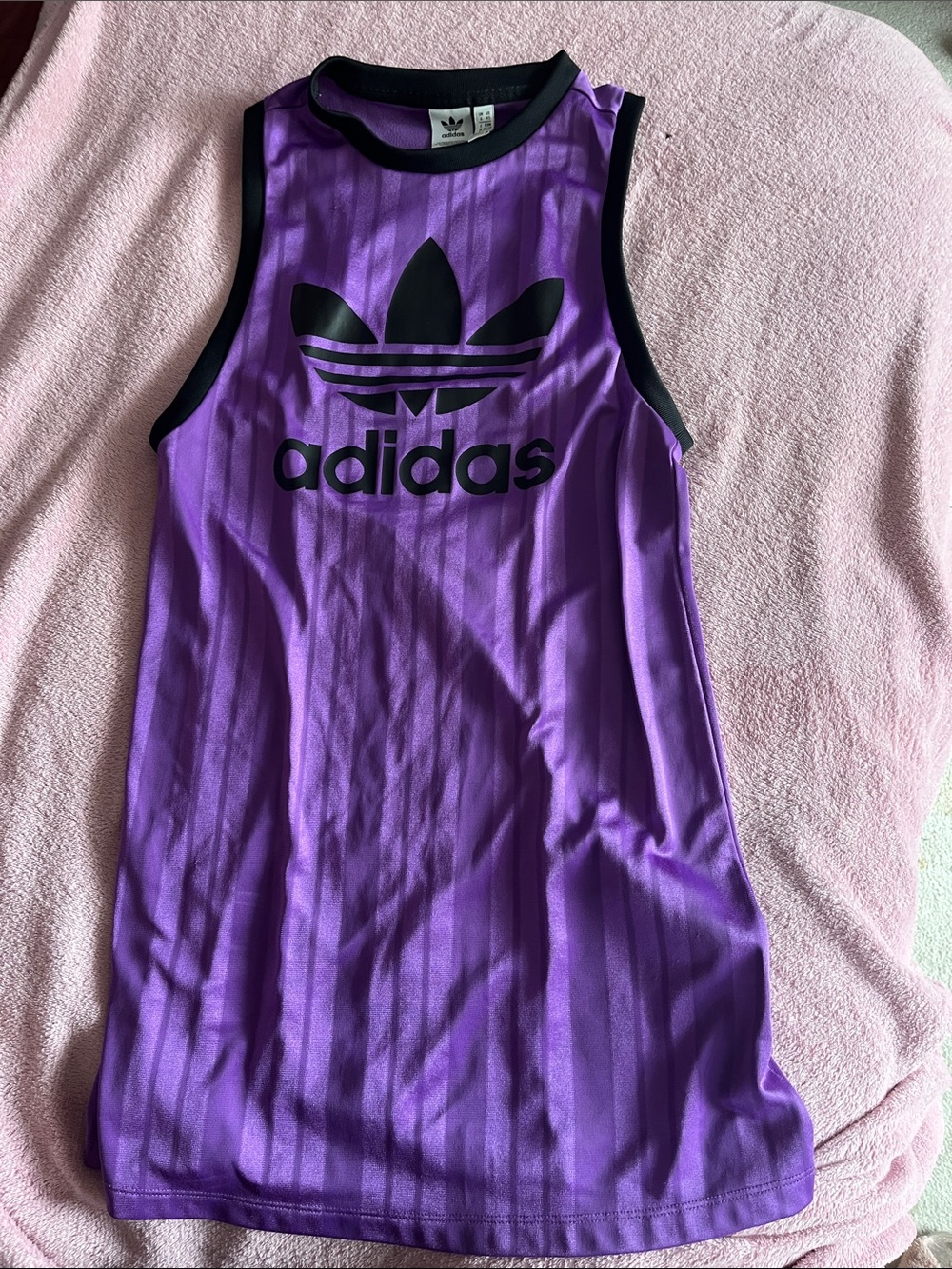 adidas Purple Sleeveless Tank with Black Trefoil Logo